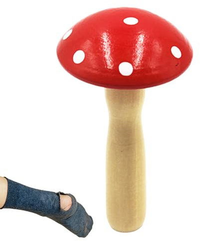 Outil de reprisage de pour tissus – 8 cm en bois champignon – Outil de réparation fait à la main – Outil de réparation de fil compact | Aide à réparer des chaussettes, des vêtements, des