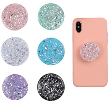 HUVZOR 6Pcs Soporte de anillo de agarre para teléfono móvil, rotación de 360°, agarre seguro, comodidad diaria para smartphones y tabletas, plegable y retráctil