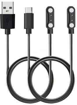 2 st universella magnetiska laddare för smartklocka, klocktillbehör, 60 cm, USB 2-stifts 4 mm magnetisk laddningskabel, kompatibel med alla smartklockor med 2