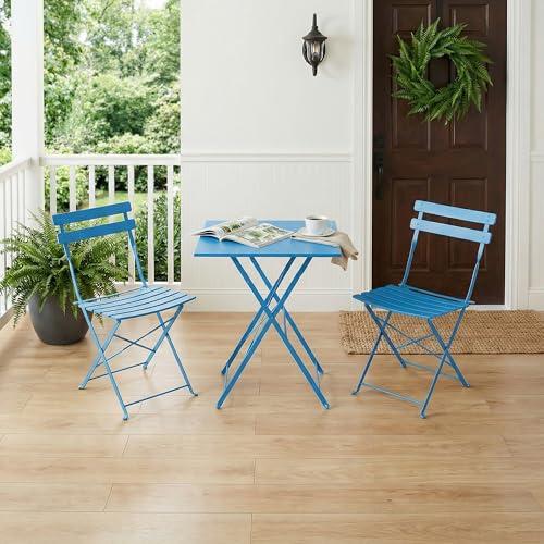 Garvee Table de Bistrot Exterieur Table Carrée et 2 Chaises Pliantes | Ensemble Bistrot de Jardin 3 Pièces en Métal sans Montage avec Double Protection Antirouille pour Balcon Terrasse et Jardin