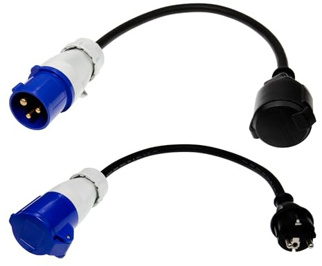 Afeld Elektro 2X CEE Adapter CEE-Stecker auf Schuko-Kupplung Schuko-Stecker auf CEE-Steckdose 230V 16A für Camping & Wohnmobil