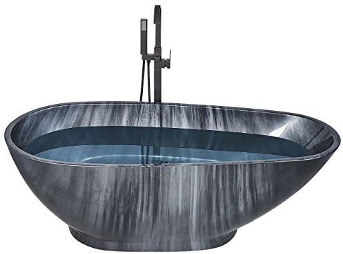 Freestanding Black Bathtub Acrylic Oval Slipper Design Marble Effect Rioja