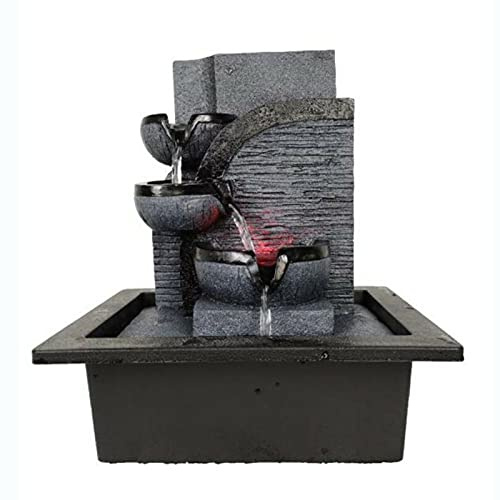 Fuente de agua para oficina, cascada, resina, fuente que fluye, decoración de sala, adornos con LED para interiores, adornos para el hogar, regalo 220 V