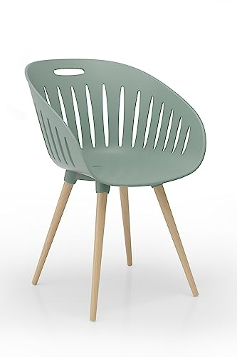 TOPSTAR T2023 Lot de 2 chaises d'extérieur en hêtre - Chêne teinté/Bol Olive