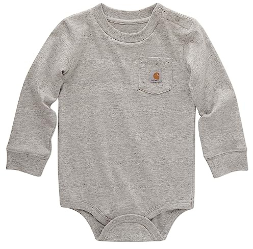 Carhartt Unisex Kids Bodysuit with Long Sleeve Pockets, grey mixed, 9 Months