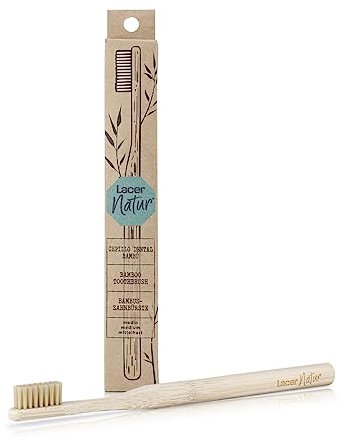 CDL - Spazzolino dentale naturale, igiene orale quotidiana, filamenti di origine vegetale, materiali e processi sostenibili con l'ambiente, manico naturale in bambù, antibatterico e biodegradabile