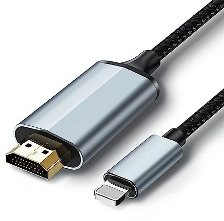 lulaven Lightning to HDMI Adapter, HDMI Cable for iPhone to TV Compatible with iPhone14, 13, 12, 11 & YouTube to TV Output with 1080P HD Display, Sync Video and Sound, Just Plug and Play (2m, Grey)