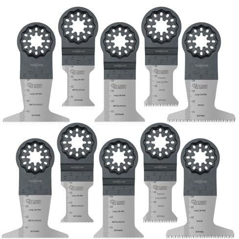 10 x SabreCut SCFNK10 Mix Bimetal (BIM) Long Life Multi Tool Blades Compatible with Bosch Fein Starlock/Starlock Plus and Starlock Max Multi Tool Fitting System and Accessories