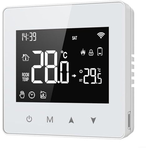 URPIZY per TUYA Termostato WiFi a Batteria- Termostato Intelligente Programmabile a Batteria, Controllo Remoto per Smart Life, Compatibile con per Alexa e per Home, Bianco