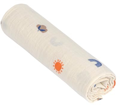 LÄSSIG Baby Puckdecke Spuckdecke Pucktuch Mulltuch Baumwolle 120 x 120 cm/Swaddle & Burp Blanket XL Blossom Nature