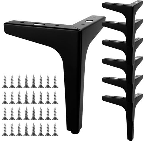 LOPYXBR 8 Stück Möbelfüße Schwarz 17 cm Sofa Füße für Möbel Belastung bis 1600 KG Schrankfüsse für Schränke, TV-Möbel, Kleiderschrank, Sofa, Nachttisch, Mit Schrauben