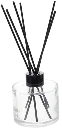 Amosfun Botella Difusora De Aromaterapia De Vidrio con Tapa Negra y Varas De Ratán para Hogar y Coche Aroma Relajante Frasco Rellenable para Aceites Esenciales y Líquidos