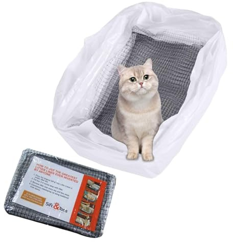 Pack of 10 Cat Litter Tray Bags, Reusable, Cat Litter Tray Liners with Filter Hole, Self-Cleaning, Bin Bags, Easy to Change Cat Litter Tray Bags, 36 x 47 cm