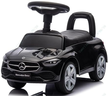 DREAMADE Porteur Bebe, Voiture à Pousser pour Enfant 12-36 Mois, sous Licence Mercedes-Benz, Bouton Musical, 65 x 28 x 38 CM, Charge Max. 25 KG (Noir)