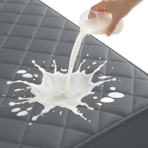 YSTELLAA Matratzenschoner Wasserdicht 180x200cm, Weiche Matratzenbezug Atmungsaktive, Mattress Protector Anti-Milben, Matratzenschutz Für Matratzen Topper Bis 30cm, Grau