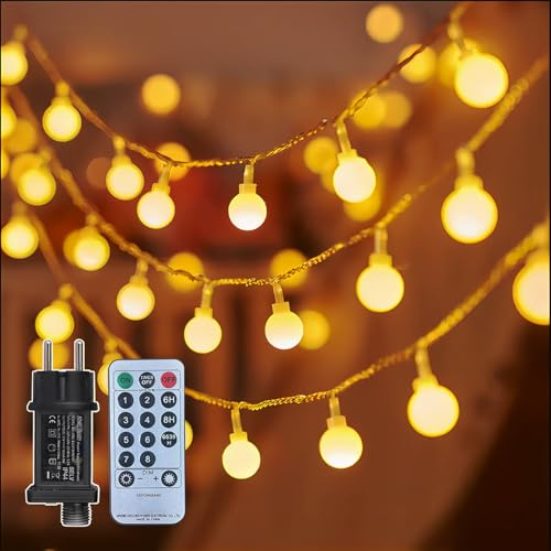 taiyongkang Ghirlanda Luminosa 15m 100 LED Bianco Caldo con Spina, 8 Modalità e Cavo Flessibile – Luci Decorative per Interno, Ideale per Natale, Camera e Feste, Utilizzabile anche all’Esterno