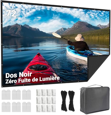 Proyector de Pantalla de 72 Pulgadas al Aire Libre: LEORFI Mejorado Fondo Negro Opaco - Pantalla de proyección portátil para Interior - Proyector de Pantalla Plegable Lavable para Cine en casa