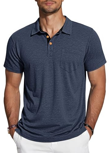 TARAINYA Polo Hombre Manga Corta Algodón Camisetas Verano con Bolsillo Pecho Casual Vacaciones Golf M-4XL