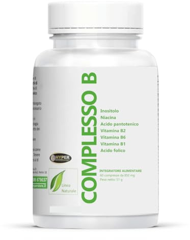 HYPER COMPLESSO B – Integratore alimentare Vitamine del Gruppo B | Inositolo Niacina (B3) Acido Pantotenico (B5) Vitamine B2 B6 B1 Acido Folico (B9) Biotina (B8) Energia Sistema nervoso Stanchezza