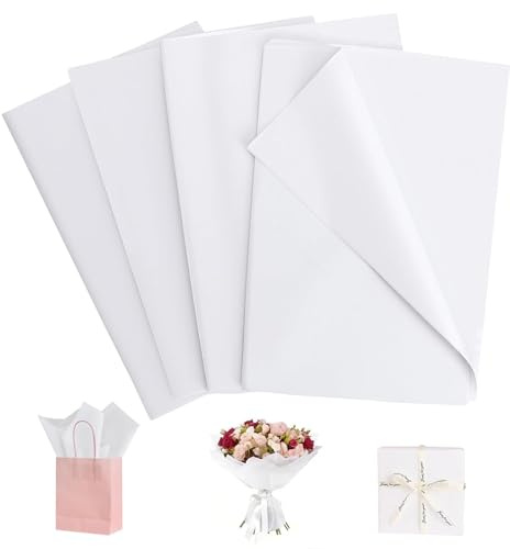 Avemest 100 Fogli di Carta Velina Bianca, 50 x 70cm Classica Carta Velina per Imballaggio e Sacchetti Regalo, Per Compleanno, Matrimonio, Vacanze, Natale, Pasqua, DIY, Decorazione, Artigianato