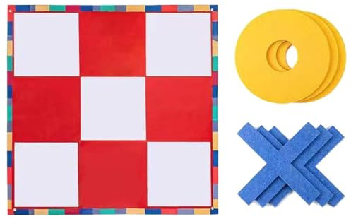 Gioco Gigante di Lancio del Tris 110x110 cm | Gioco da prato portatile impermeabile all'aperto | Animazione Camping Feste in Spiaggia Team Building Famiglia Bambini Adulti