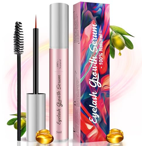 Eyelash Growth Serum, Eyebrow & Lash Serum for Longer and Thickness,5ml | Infused with hyaluronic acid, nourishes lashes to look longer thicker fuller, vegan cruelty-free, travel size