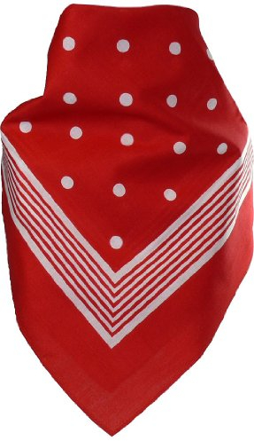 Harrys-Collection Damen Herren Großes Bandana mit Punkten in Baumwolle! 64x64 cm, Größen:Einheitsgröße, Farben:rot