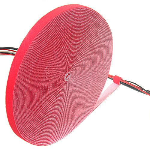 TUKA 10 m x 15mm Organizador de Cables, Cinta de Gancho y Bucle Sujeta Cables, Recortable Cinta adhesiva Cable Manguera, Hook & Loop Organizar Cables, Reutilizable | Ajustable, rojo TKB5013 red