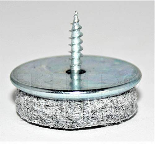 HKB ® 64 Stück Filzgleiter zum Schrauben, Ø 24mm, Stahl verzinkt mit 5mm starkem, grauem Filz in Metallsockel, strapazierfähig, stabil und langlebig, Hersteller HKB, Artikelnr. 51308