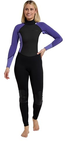 Mountain Warehouse Womens Full Wetsuit – 2.5mm Thickness, UPF 50+, Contour Fit, Adjustable Neck Swimming Wet Suit, Retains Body Heat - One Piece - Spring Summer Dark Purple Women's Size 8-10