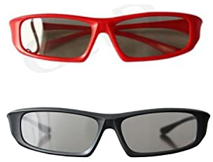 Ultra 1 paire de lunettes 3D passives noires et 1 rouge pour adultes Pour téléviseurs et projecteurs Pour une utilisation avec des films réels, des cinémas, des téléviseurs et des projecteurs