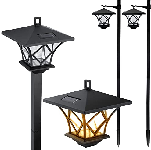 Lumiled 2x Solarleuchte Laterne Garten Solarlampen mit Erdspieß LED Solarlampe für außen LED Warmweiß 3000K Solar Gartenleuchte 150cm Wegeleuchten Wegbeleuchtung Bodenleuchte Gartendeko Vintage