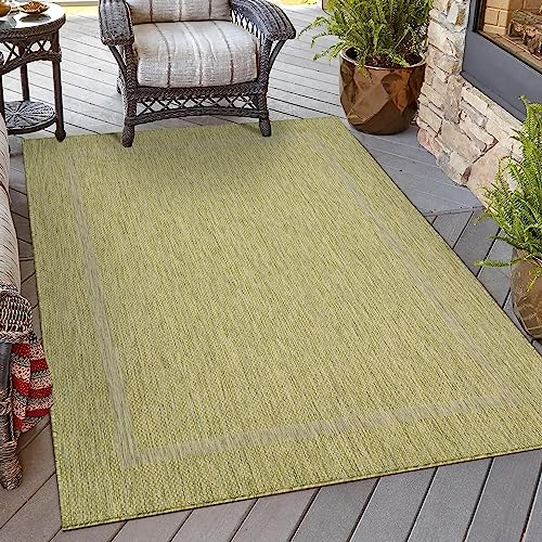HomebyHome In & Outdoor Teppich Wetterfest Sisal Optik 200x300 (200 x 290 cm) Grün - Balkon Teppich Wasserfest, Waschbar, Flachgewebe - Ideal für Küche, Camping, Garten und Terrasse