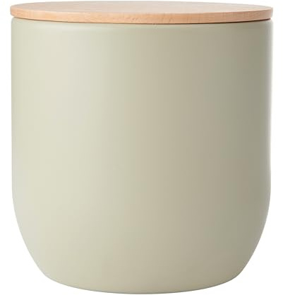 KitchenCraft Idilica Boîte de cuisine avec couvercle hermétique, boîte de rangement ronde avec couvercle en bois et finition mate pour le thé, le café ou le sucre, 12 x 12cm