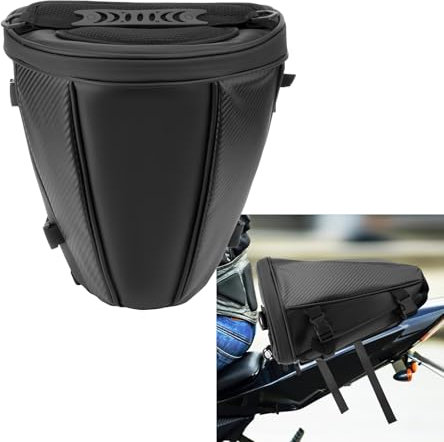 Twilight Garage Motorcycle Tail Bags, Waterproof Leather Storage Saddle Bag 10L, Outdoor Sports Motorbike Rear Seat Light Tank Handbag Tool Carry Bag with Shoulder Strap