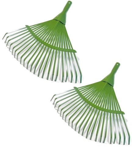 pokm toolsmarket 2 râteaux à feuilles en métal avec 22 dents plates, râteau de jardin, largeur : 42 cm, râteau vert, râteau à gazon en métal sans manche