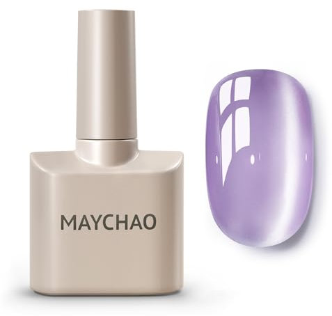 MAYCHAO 15ML Cat Eye Gel Nail Polish 1Pc Lilac Dream Magnetic Nail Polish with Magnet Soak off Holographic Cat Eye Gel Polish for Nail Art Manicure Salon DIY at Home