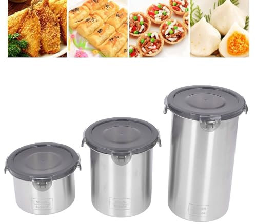 Juego de Botes de Comida de 3 Piezas, Tarros de Almacenamiento de Té y Café de Acero Inoxidable 304, Tarro de Almacenamiento de Alimentos Apilable Multifuncional para Café