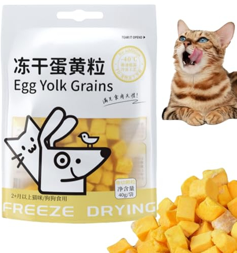 Freeze-Dried Egg Yolk Pet Treats: Natural Cat & Dog Training Snacks and Dental Chews - 40g