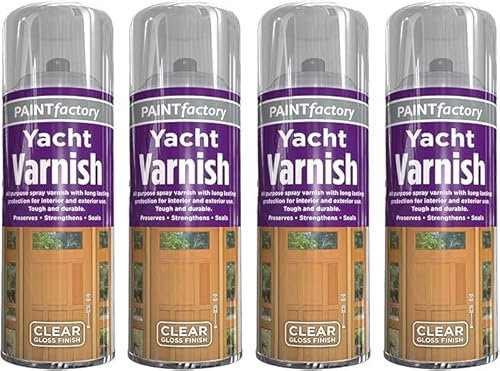 MIXEL All Purpose Yacht Varnish, Professional Gloss Finish Spray Wood Colour Paint, Interior and Exterior Application, Fast Drying Sealer, Easy to Apply, 400ml (Pack of 4)