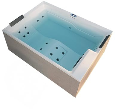 Home Deluxe - Bañera de hidromasaje Exterior Nimbus Deluxe Pure - sin escalones y Cubierta térmica - Dimensiones: 190 x 140 x 70 cm- Incl. calefacción, 18 chorros de Masaje I Bañera de hidromasaje