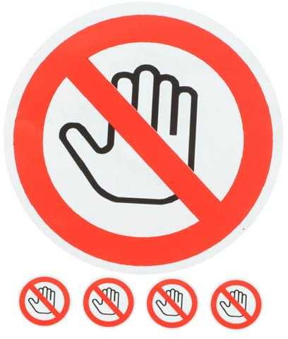 jojofuny Lot de 5 Autocollants Panneau « Ne Pas Toucher » Blanc en Éthylène Auto-adhésif Motifs Clairs, Signal D'avertissement pour Usine et Entrepôt