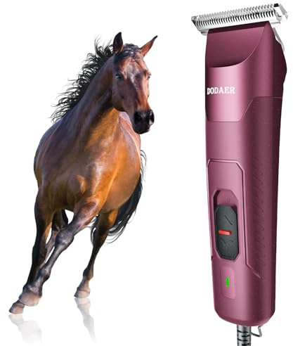 Professional Grooming Electric Corded 2-Speed Horse Clipper with Detachable Blade - Cool & Quiet Running Design - Includes Size T84 Blade for Complete Horse Grooming - Burgundy