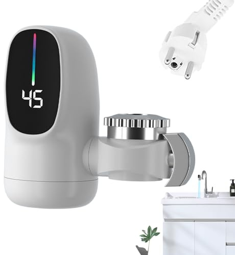 Doiyislem Robinet Chauffe-Eau Instantané Sans Réservoir | Système de Chauffage Rapide de l'Eau avec Affichage Numérique LED | Accessoire de Robinet Électrique 3000W pour Hôtel, Maison, Camping-car,