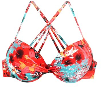 Ocean Blues Women's Blue Floral Retro Underwire Push Up Bikini Top Size Medium