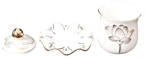 Homoyoyo Coppa Per Offerte Buddiste in Porcellana Rilievo a Fiore Di Loto, Contenitore D’acqua Ceramico Decorativo Grande, Tazza Per Approvvigionamento Idrico e Culto Domestico