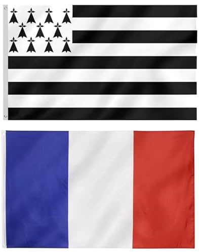 Drapeau Français et Breton – Format 150 x 90 cm, usage intérieur et extérieur