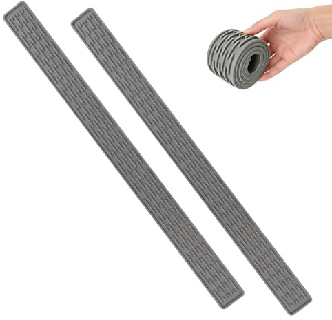 SLIAXINT 2 stycken droppmattor smal, 80 x 5,5 cm silikon droppmatta porslin, kök barmatta stänkskydd diskbänk, vattenabsorberande underlägg, diskbänk stänkskydd för diskhon grå