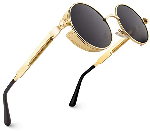 CGID Steampunk Retro Redondo Gafas de Sol Hombre Mujer Polarizadas E72