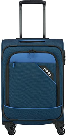 paklite Handgepäck Trolley 4 Rollen, leicht, Derby, Stilvoller Weichschalen Rollkoffer klein mit TSA Schloss + Aufsteckfunktion, 55 cm, 41 Liter